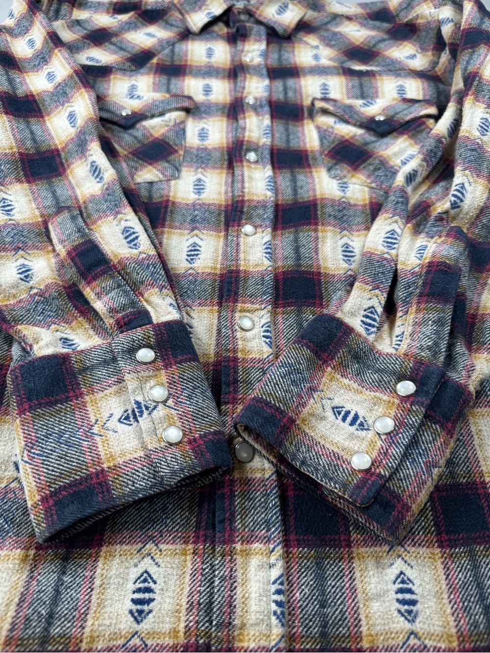 ELY Cattleman Western Pearl Snap Plaid Flannel Shirt Mens M - Picture 6 of 11